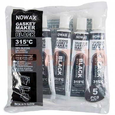 Герметик NOWAX силиконовый, черный, 5шт*25g NX31309