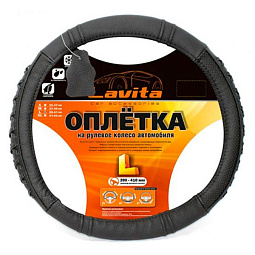 Чехол на руль L 39-41, черный c плетением  LA 26-B326-1-L - mahina.in.ua