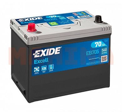 Аккумулятор Exide Excell 70Ah/12V Japan (1) Чери Тигго 7 (T15) 70Ah/12V