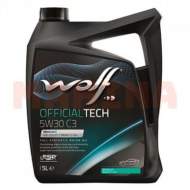 Масло моторное 5W-30 5L WOLF OFFICIALTECH C3 Джили ФС 5W-30